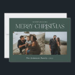 Cartão De Festividades Foto de Natal 2 verde-aquoso botânico<br><div class="desc">Feliz Natal,  moderno e elegante,  cor d'água seca,  cor botânica,  muda de cor verde,  cor verde,  feriado 2 foto,  cartão de Natal.</div>