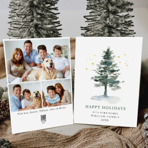 Cartão De Festividades Foto de Natal 3 da Pine Elegante Minimalista