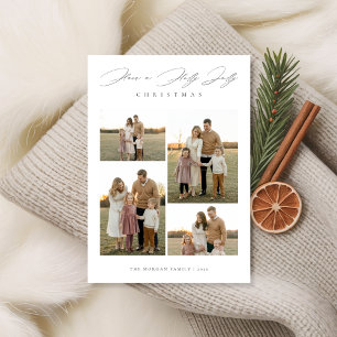 Cartão De Festividades Foto de Natal 5 da Família Joyful com Script Elega