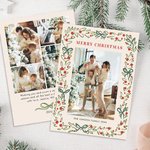 Cartão De Festividades Foto de Natal 5 do Whimsical Drawn