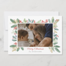 Foto de Natal Alegre com Floral em Aquarela