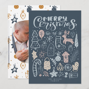 Cartão De Festividades Foto de Natal Alegre Família Nórdica Natal