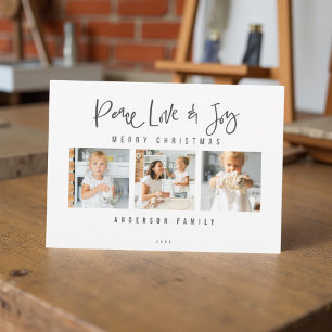 Cartão De Festividades Foto de Natal Alegre Paz Amor & Alegria