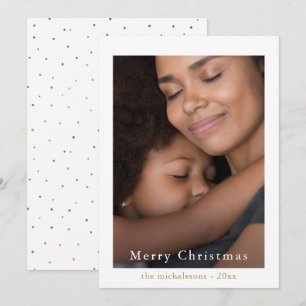 Cartão De Festividades Foto de Natal Alegre Pontos Dourados