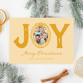 Cartão De Festividades Foto de Natal Alegria Doodle Amarelo
