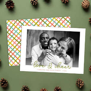 Cartão De Festividades Foto de Natal "Amor e Alegre Coloridos"