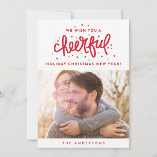 Cartão De Festividades Foto de Natal animada com Carta Vermelha