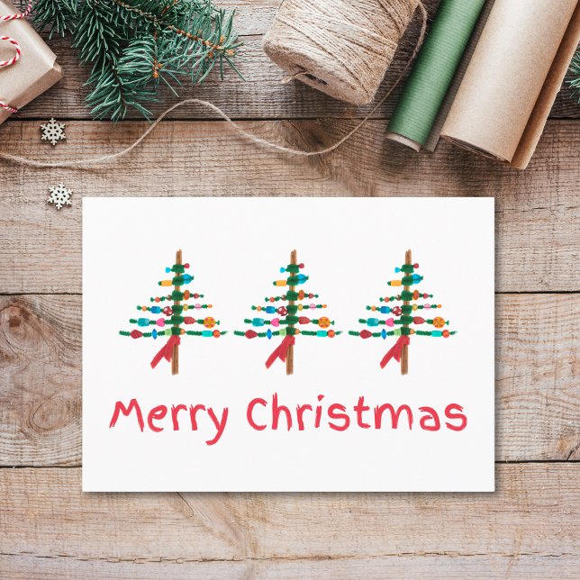 Cartão De Festividades Foto de Natal artesanal - Saudação Moderna da Árvo (Criador carregado)