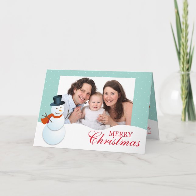 Cartão De Festividades Foto de Natal azul do polo norte amistoso (Frente)