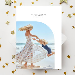 Cartão De Festividades Foto de Natal B&W Oval de Quadro Elegante na moda