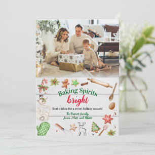 Cartão De Festividades Foto de Natal 'Baking Spirits Bright'