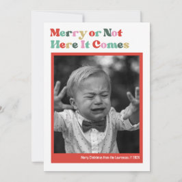 Cartão De Festividades Foto de Natal Branco Alegre ou Não 