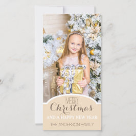 Cartão De Festividades Foto de Natal Branco Simples e Limpo
