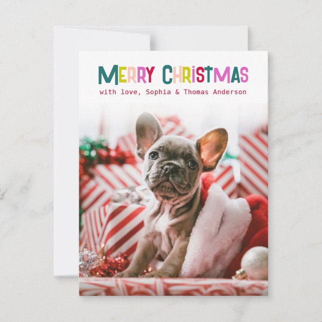 Cartão De Festividades Foto de Natal brilhante e alegre (Frente)