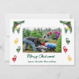 Cartão De Festividades Foto de Natal & Cana-de-Açúcar, Sininhos Florais d