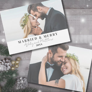 Cartão De Festividades Foto de Natal casada e Feliz recém-casada