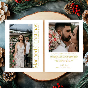 Cartão De Festividades Foto de Natal casada para recém-casados Brancos e 