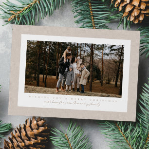 Cartão De Festividades Foto de Natal clássica em tweed bege neutro em mol