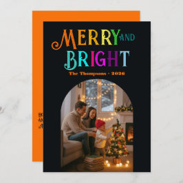 Cartão De Festividades Foto de Natal Colorida Alegre & Brilhante