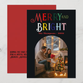 Cartão De Festividades Foto de Natal Colorida Alegre & Brilhante