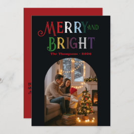 Cartão De Festividades Foto de Natal Colorida Alegre e Brilhante