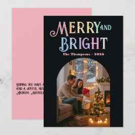 Cartão De Festividades Foto de Natal Colorida Alegre e Brilhante