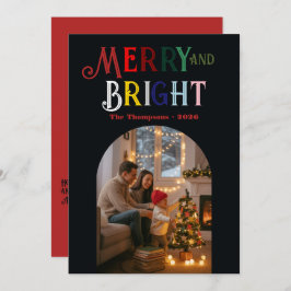 Cartão De Festividades Foto de Natal Colorida Alegre e Brilhante