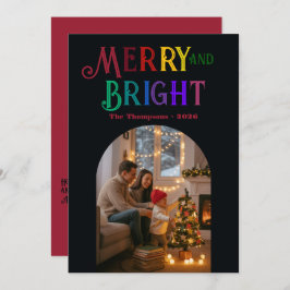 Cartão De Festividades Foto de Natal Colorida e feliz