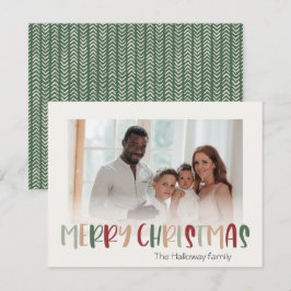 Cartão De Festividades Foto de Natal Colorida Verde Desvanecida