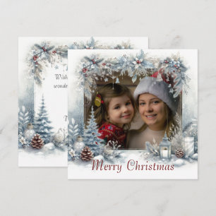 Cartão De Festividades Foto de Natal com aquarela de neve Merry Christmas