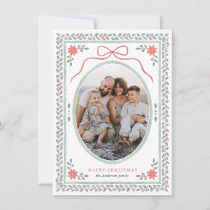 Cartão De Festividades Foto de Natal com Arco Cottagecore e Azevinho em A