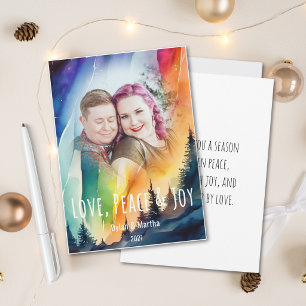 Cartão De Festividades Foto de Natal com Aurora Gay em Aquarela