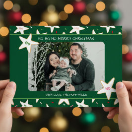 Cartão De Festividades Foto de Natal com Estrela de Biscoito Ho Ho Ho