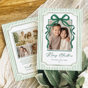 Cartão De Festividades Foto de Natal com Faixa de Arco Verde