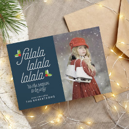 Cartão De Festividades Foto de Natal com Galhos de Azevinho