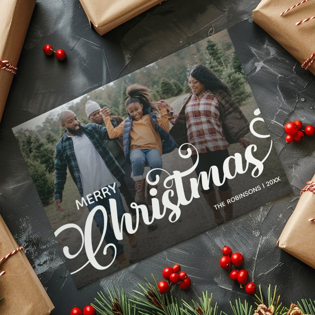 Cartão De Festividades Foto de Natal com Letra Moderna (Criador carregado)