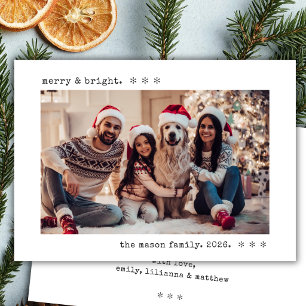 Cartão De Festividades Foto de Natal com Máquina de Escrever Preta Alegre