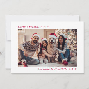 Cartão De Festividades Foto de Natal com Máquina de Escrever Vermelha Ale