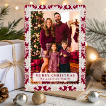 Foto de Natal com Renda de Pérola Opala Burgundy