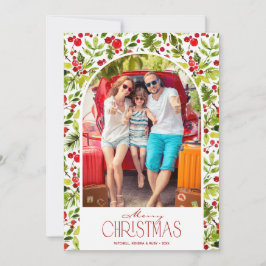 Cartão De Festividades Foto de Natal com Verduras e Azevinho