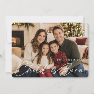 Cartão De Festividades Foto de Natal com Versículo Bíblico de Criança que