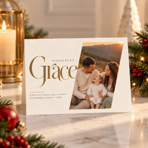 Cartão De Festividades Foto de Natal Cristã Religiosa Graça Moderna