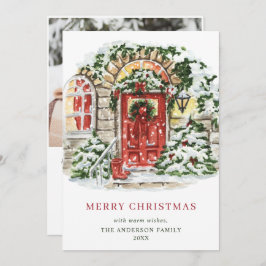 Cartão De Festividades Foto de Natal da Casa Festiva