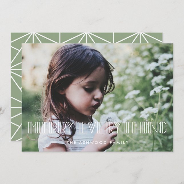 Cartão De Festividades Foto de Natal da Deco de Arte Retroativa tudo feli (Frente/Verso)