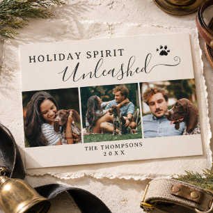 Cartão De Festividades Foto de Natal da Família Amante de Cachorros
