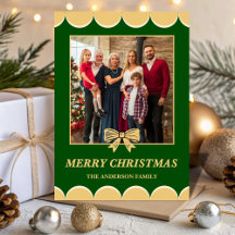 Foto de Natal da Família com Arco Verde e Dourado 