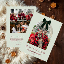 Foto de Natal da Família com Laço Elegante Sage
