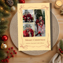 Foto de Natal da Família com Laço Vermelho Elegant