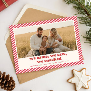 Cartão De Festividades Foto de Natal da Família Divertida com Listra de B