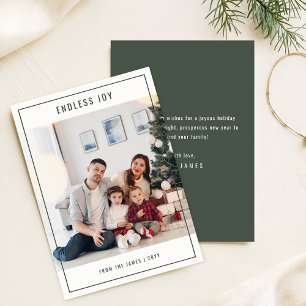 Cartão De Festividades Foto de Natal da Família Elegante Moderna Verde Sa